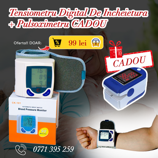 Tensiometru Digital de Incheietura + Pulsoximetru Cadou