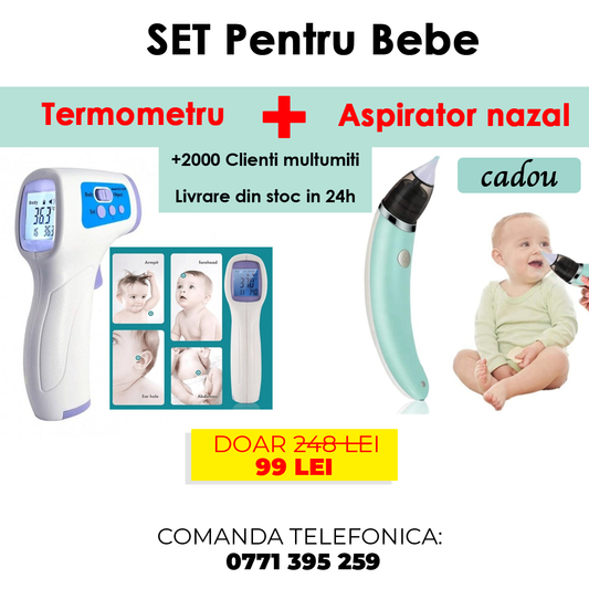 Set bebe compus din termometru + aspirator nazal (cadou)